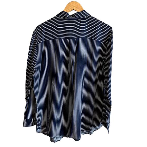 Grand & Greene Striped button up Long Sleeve Shirt Blue and White L - Picture 6 of 8